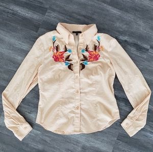 Beige Detailed FF Horse Show Button Down